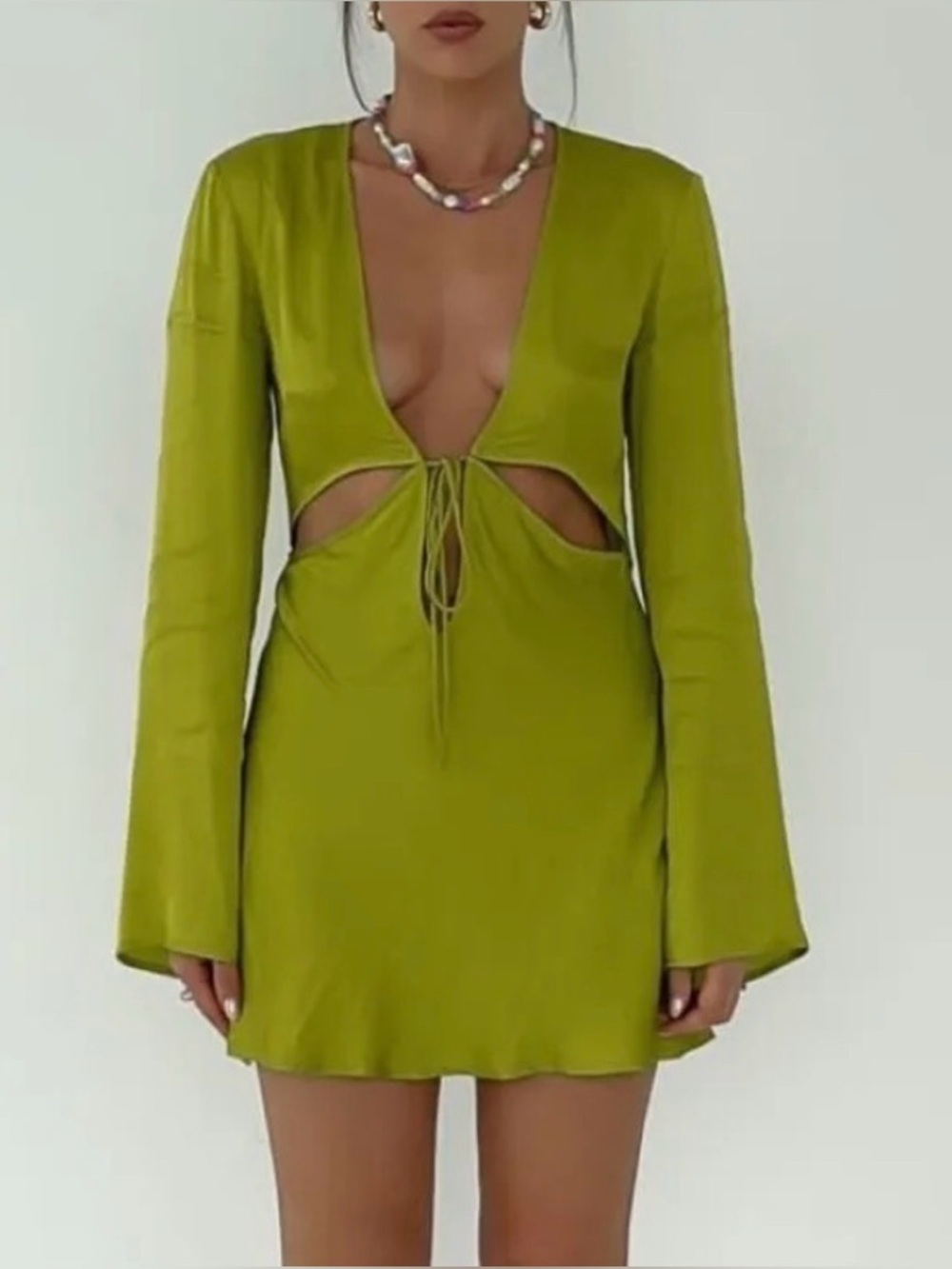 NWOT Rumored High Hopes Mini Dress In Sweet Pear in XS